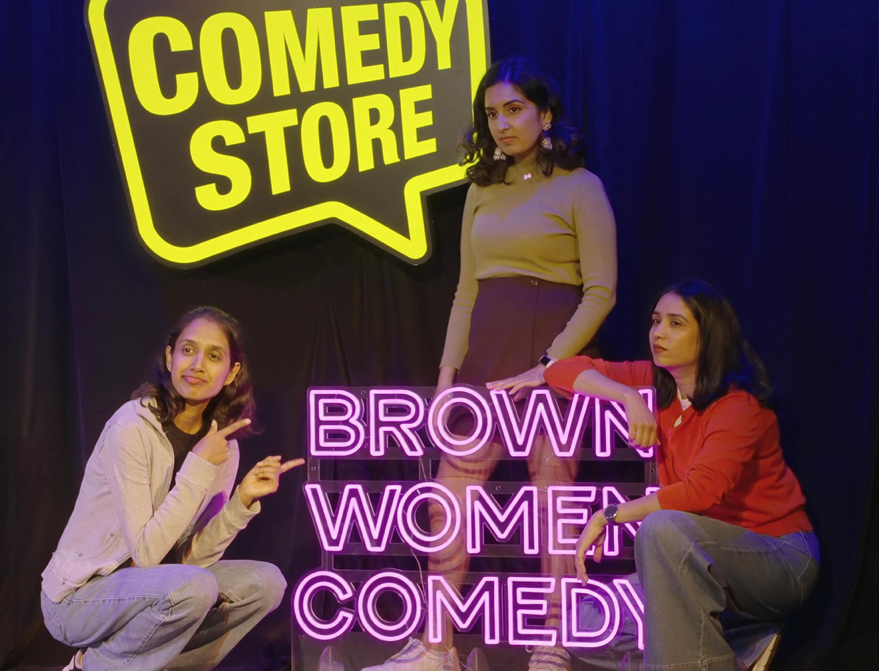 Brown Women Comedy on stage together